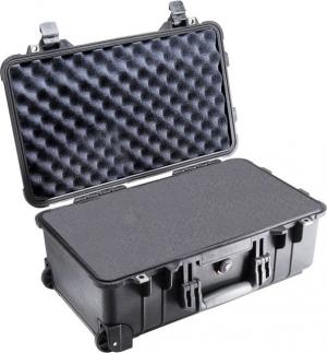 Pelican 1510 Carry On 22x13x9in Wheeled Protector Case, Black w/ Foam 1510-000-110 1510000110
