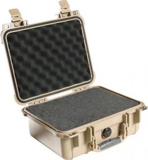 Pelican 1400 Small 13x11x6in Protector Waterproof Carry Case, Desert Tan w/ Foam 1400000190