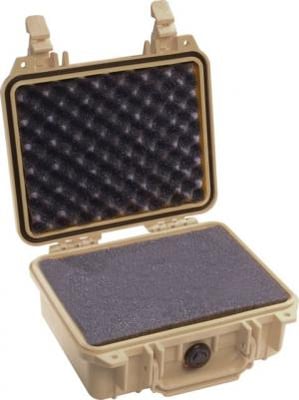 Pelican 1200 Small Protector Waterproof 10.6x10x4.8in Case, Desert Tan w/ Foam 019428060329