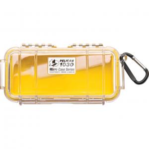 Pelican 1030 Micro Case, Yellow/Clear, Hard Case, Interior 6.37"x2.62"x2.06", Watertight, Crushproof, Dustproof 1030-027-100 1030-027-100