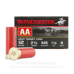 12 Gauge - 2-3/4" AA Light Target #8 Shot - Winchester - 250 Rounds AA128