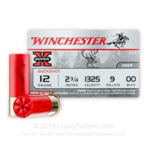 12 Gauge - 2-3/4" - 00 Buck - 9P - Winchester Super-X - 250 Rounds 020892007208