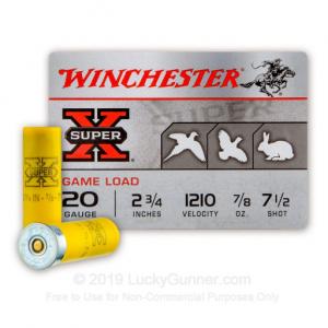 20 Gauge - 2-3/4" 7/8 oz. #7.5 Shot - Winchester Super-X - 25 Rounds 020892013414