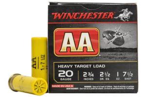 WINCHESTER AMMO 20 Gauge 2-3/4 in 1 oz 7-1/2-Shot AA Heavy Target Load 25/Box AAH207