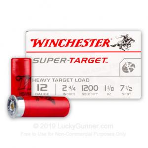 TRGT12M7 - 12 Gauge - 2-3/4 1-1/8 oz. #7.5 Lead Shot - Winchester  SuperTarget - 25 Rounds 020892016194