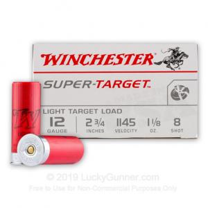 12 ga - 2-3/4" Lead Shot Target Load - 1-1/8 oz - #8 - Winchester Super Target - 25 Rounds 020892016255