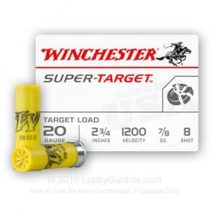 20 Gauge - 2-3/4" 7/8oz #8 - Winchester Super Target - 25 Rounds TRGT208
