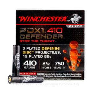410 Bore - 2-1/2" 3 Disc/12 BB Combo Shot - Winchester Defender - 100 Rounds S410PDX1
