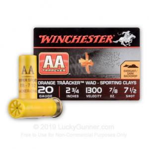 20 Gauge - 2-3/4" AA TrAAcker #7.5 Shot - Orange Wad - Winchester - 25 Rounds 020892022096