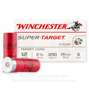 12 Gauge - 2-3/4" 1oz. #8 Shot - Winchester Super Target - 250 Rounds TRGT12908
