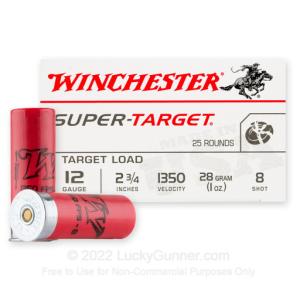 12 Gauge - 2-3/4" 1oz. #8 Shot - Winchester Super Target - 250 Rounds TRGT13508