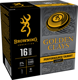 Browning Ammo BGC168 Golden Clays 16Gauge 2.75" 1oz 8Shot 25 Per Box/10 Case 182657