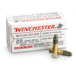 Winchester Wildcat Lead Round Nose 40 Grain Brass .22 LR 50Rds WW22LR