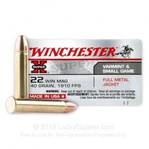 22 WMR - 40 Grain FMJ - Winchester Super-X - 250 Rounds X22M