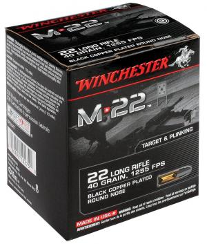 Winchester M-22 Ammo .22 LR Round Nose 40 GR 2000 Rounds S22LRT