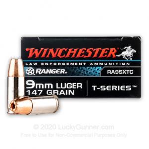 9mm - 147 Grain JHP - Winchester Ranger T-Series - 500 Rounds RA9SXTC
