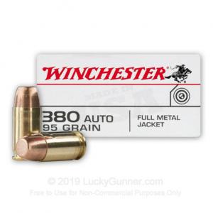 380 Auto - 95 Grain FMJ - Winchester USA - 500 Rounds Q4206