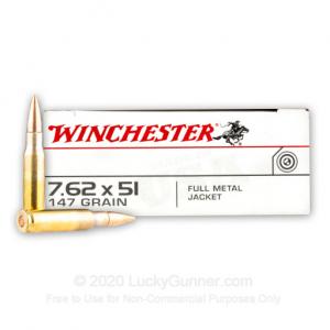 308 - 147 gr FMJ - Winchester 7.62x51 - 200 Rounds 020892208681