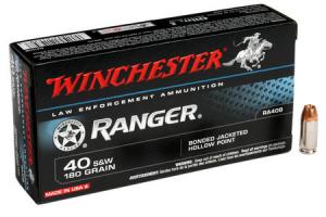 WINCHESTER AMMO 40SW 180 gr JHP Ranger Bonded 50/Box (LE) (Law Enforcement/Military Only) RA40B