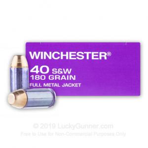 40 S&W - 180 Grain FMJ DHS Purple Tinted Cases - Winchester - 50 Rounds ZQ4409