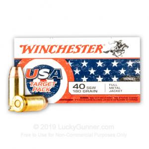 40 S&W - 180 Grain FMJ - Winchester USA Target Pack - 500 Rounds USA4238