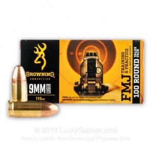 9mm - 115 Grain FMJ - Browning - 100 Rounds B191800094