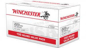 Winchester 55gr. FMJ 150 Round Value Pack Brass .223 Rem USA223L1