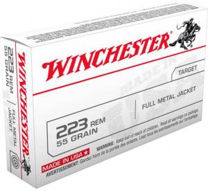 Winchester USA RIFLE .223 Remington 55 grain Full Metal Jacket Centerfire Rifle Ammo, 20 Rounds, USA223R1L 020892225107