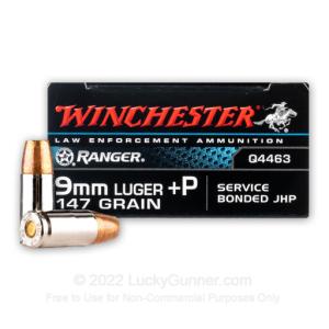 9mm - +P 147 Grain Bonded JHP - Winchester Ranger - 50 Rounds 020892225510