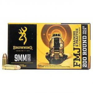 Browning Target &amp; Practice 9mm 115 Grain FMJ - 200 Round Bulk (Case) B191800096-CASE