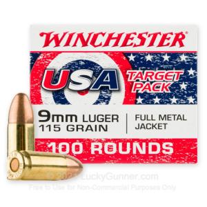 9mm - 115 Grain FMJ - Winchester USA Target Pack - 1000 Rounds USA4172VP