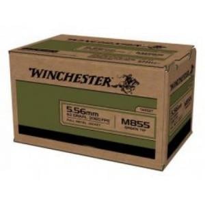 Winchester USA Lake City M855 Rifle Ammunition Brass 5.56 NATO 62 Gr 1000 per Box Green Tip USA855KC
