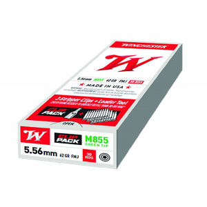 Winchester WM855CP 5.56mm, M855 Green Tip, 62GR, FMJ, 30Rd Stripper Clip Per Box - 30 Rounds - Free Shipping! WM855CP