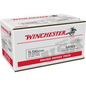 Winchester USA Lake City M193 Rifle Ammunition 5.56mm 55 gr. FMJ 3240 fps 100/ct WNWM193100 