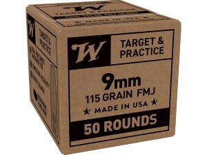Winchester Service Grade Target & Practice Ammunition 9mm Luger 115 Grain Full Metal Jacket Flat Nose - 624106 020892233287