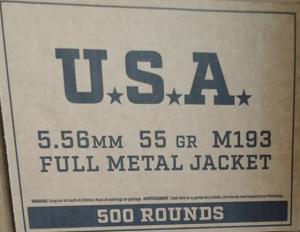 Winchester USA 5.56x45 (5.56 NATO) Ammo 55 grain M193 FMJ Case of 1000 Rounds SGM193500 