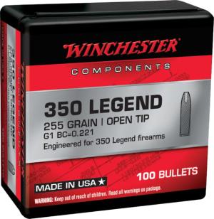Winchester Rifle Bullets, 350 Legend, 255 Grain, Open Tip, 100 Bullets, WB350L255X 020892642973