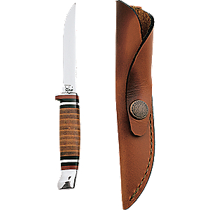 381-6 SS FIXED BLADE W LEATHE