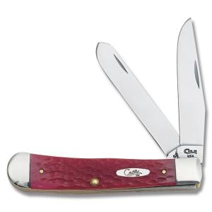 Case Trapper 4.125" with Red Jigged Bone Handles and Tru-Sharp Surgical Steel Plain Edge Blades Model 646 021205006468