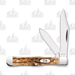 CASE KNIVES Amber Bone SS - Peach Seed Jig Small Swell Center 021205107295