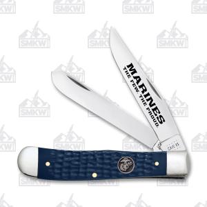 Case USMC Blue Jigged Synthetic Trapper 021205131955