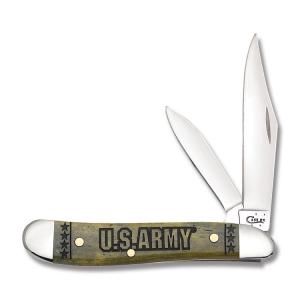 Case U.S. Armed Forces Army Olive Green Smooth Bone Peanut Tru-Sharp Surgical Steel Blades 021205150048