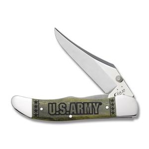 Case US Army Olive Green Smooth Bone Mid Folding Hunter Tru-Sharp Surgical Steel Blade 021205150055