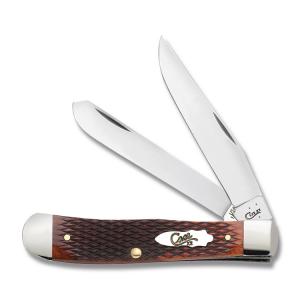 Case Trapper 4.125” with Chestnut Checkered Bone Handles and Tru-Sharp Surgical Steel Plain Edge Blades Model 26070