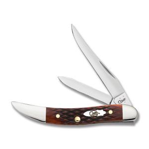 Case Small Texas Toothpick 3” with Chestnut Checkered Bone Handles and Tru-Sharp Surgical Steel Plain Edge Blades Model 26074
