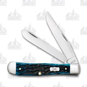 Case Mediterranean Blue Pocket Worn Peach Seed Jigged Bone Trapper 021205518503