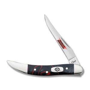 Case Harley-Davidson Small Texas Toothpick 3" with Lava Kirinite Handles and Tru-Sharp Surgical Steel Plain Edge Blades Model 52111 021205521114