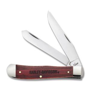 Case Harley Davidson Trapper 4.125” with Natural Bone Handles and Tru Sharp Surgical Steel Plain Edge Blades Model 52187 021205521862