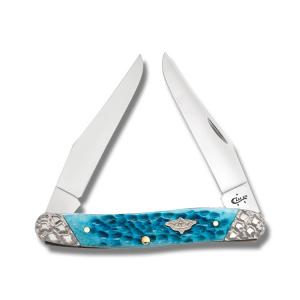 Case Muskrat 3.875" with Caribbean Blue Jigged Bone Handles and Worked Nickel Silver Bolsters Model 53239