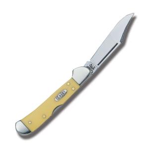 Case Mini Copperlock 3.625" with Yellow Smooth Composition Handles and Chrome Vanadium Steel Blades Model 70418 021205704180